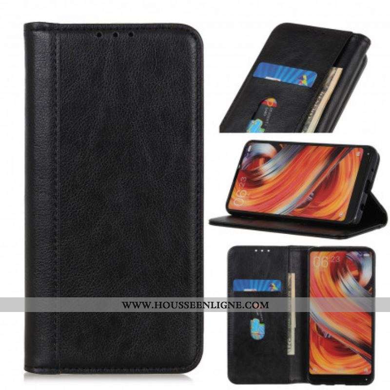 Flip Cover Motorola Edge 20 Version Cuir Litchi Fendu