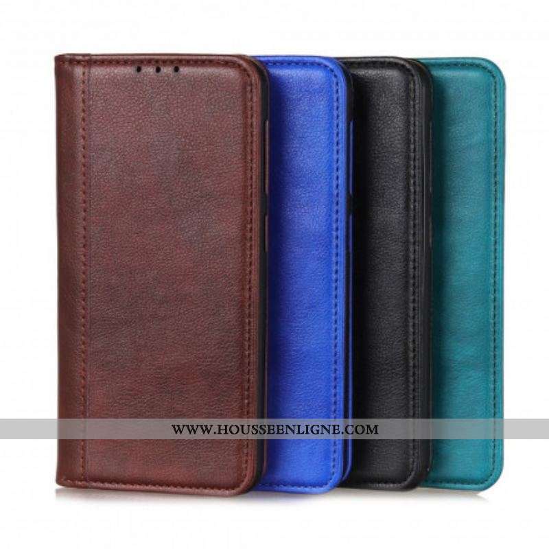 Flip Cover Motorola Edge 20 Version Cuir Litchi Fendu