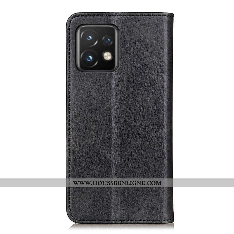 Flip Cover Motorola Edge 40 Pro Cuir Fendu Élégance