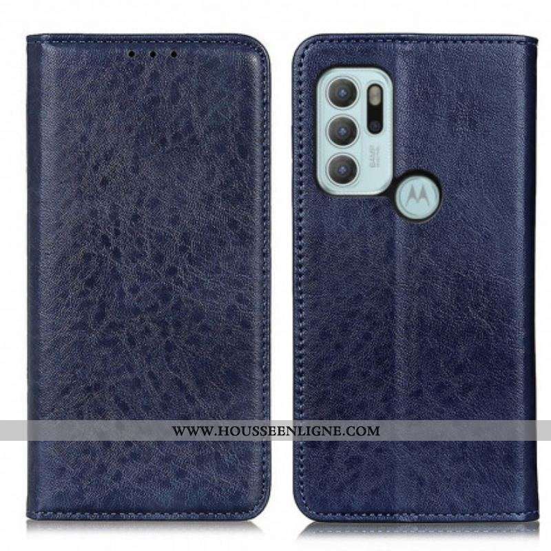 Flip Cover Motorola G60s Cuir Fendu Texturé