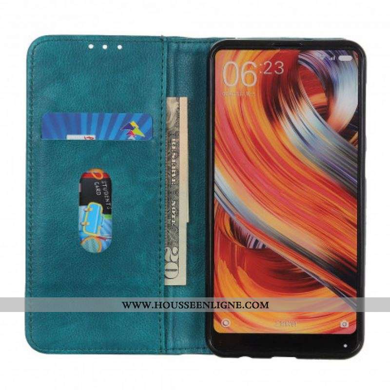 Flip Cover Motorola G60s Version Cuir Litchi Fendu