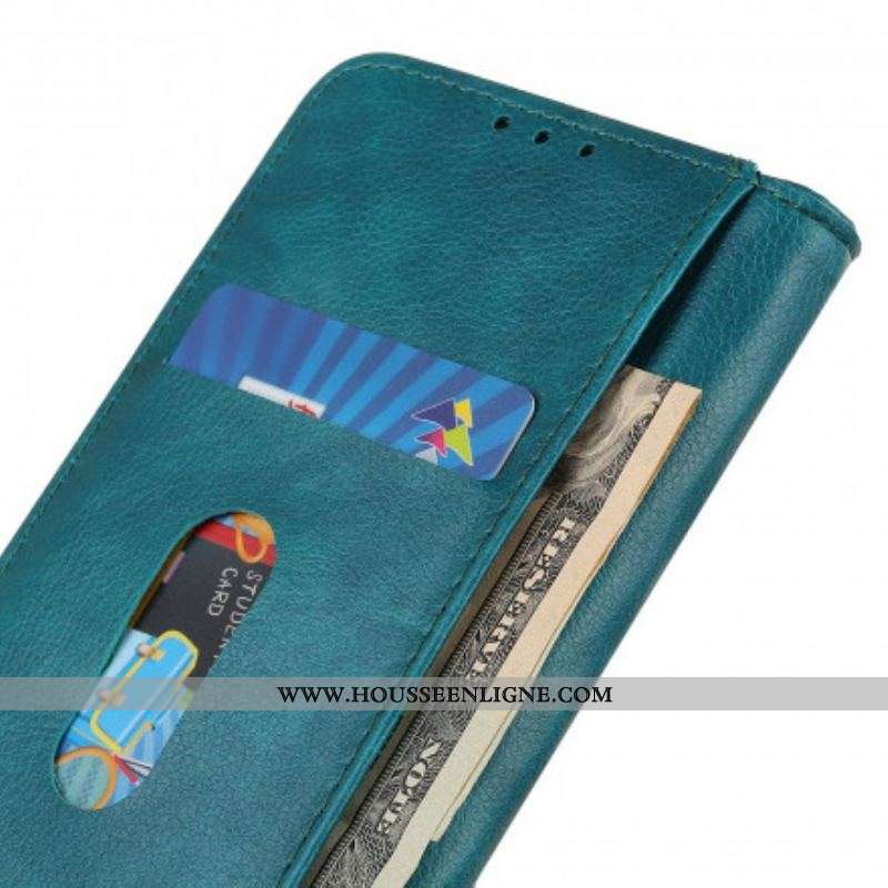 Flip Cover Motorola G60s Version Cuir Litchi Fendu
