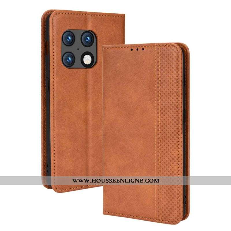 Flip Cover OnePlus 10 Pro 5G Effet Cuir Vintage Stylisé