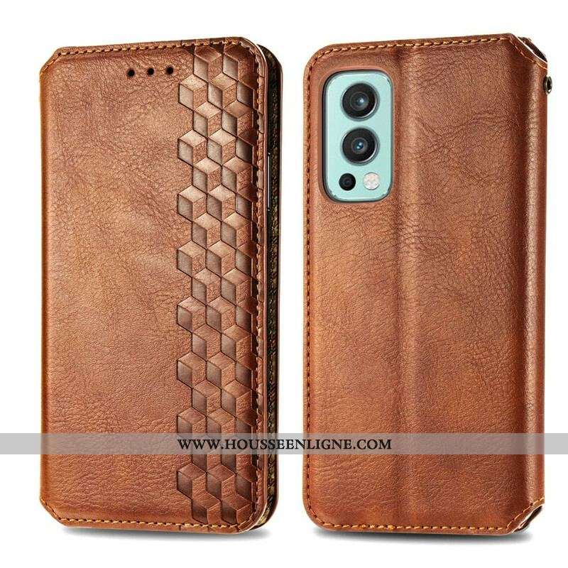 Flip Cover OnePlus Nord 2 5G Effet Cuir Texture Diamant