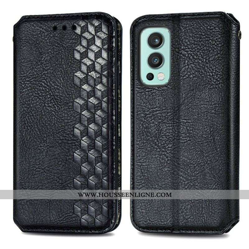 Flip Cover OnePlus Nord 2 5G Effet Cuir Texture Diamant