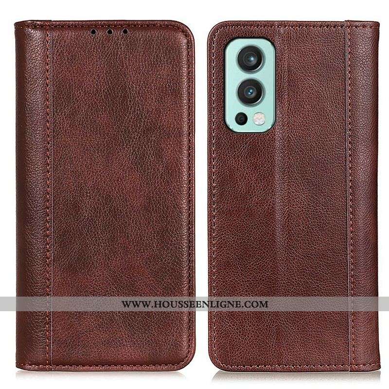 Flip Cover OnePlus Nord 2 5G Version Cuir Litchi Fendu