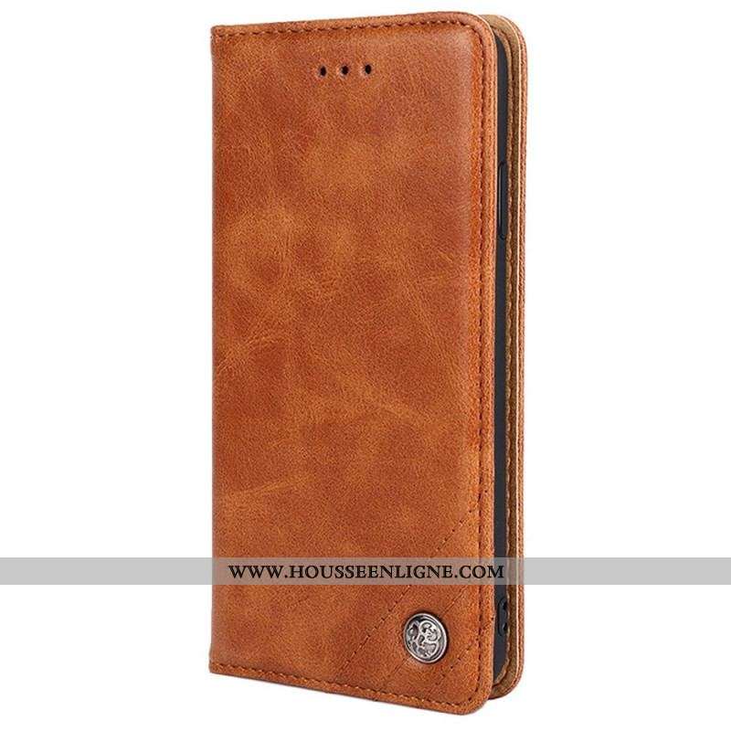 Flip Cover OnePlus Nord 2T 5G Simili Cuir avec Rivet Décoratif