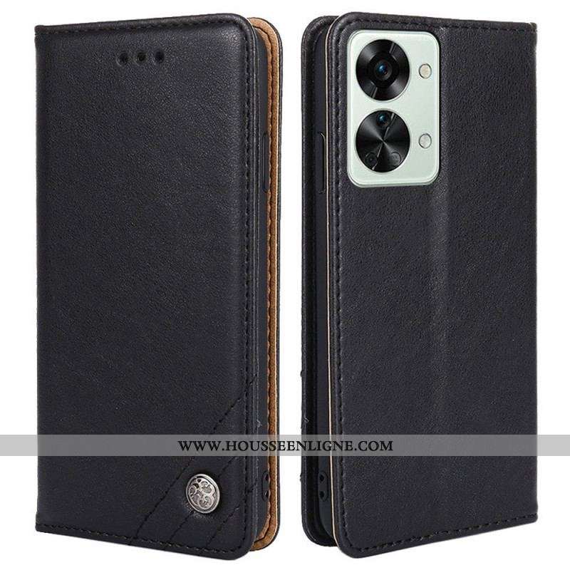 Flip Cover OnePlus Nord 2T 5G Simili Cuir avec Rivet Décoratif