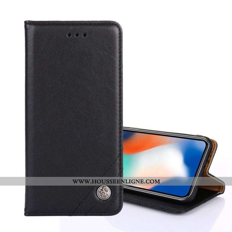 Flip Cover OnePlus Nord 2T 5G Simili Cuir avec Rivet Décoratif
