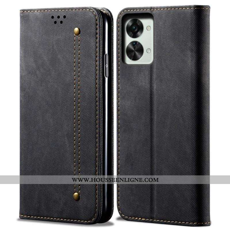 Flip Cover OnePlus Nord 2T 5G Tissu Jeans