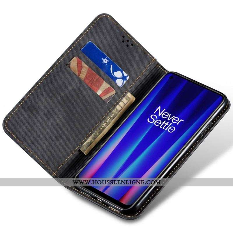 Flip Cover OnePlus Nord 2T 5G Tissu Jeans