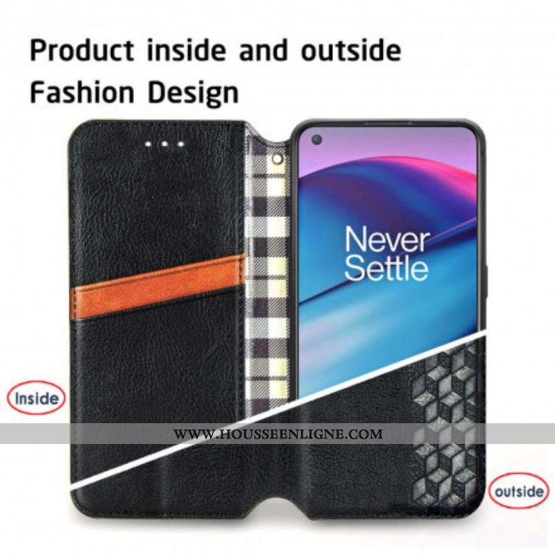 Flip Cover OnePlus Nord CE 5G Effet Cuir Texture Diamant