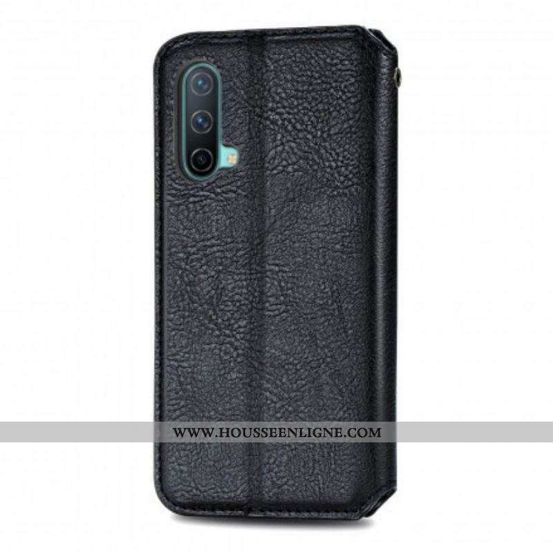 Flip Cover OnePlus Nord CE 5G Effet Cuir Texture Diamant