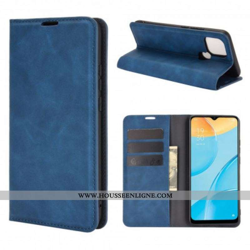 Flip Cover Oppo A15 Effet Cuir Douceur Soie