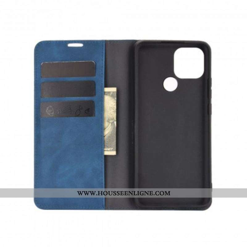 Flip Cover Oppo A15 Effet Cuir Douceur Soie