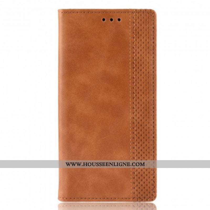 Flip Cover Oppo A15 Effet Cuir Vintage Stylisé