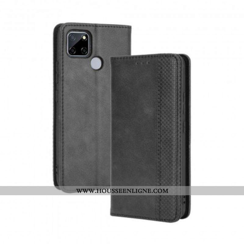 Flip Cover Oppo A15 Effet Cuir Vintage Stylisé