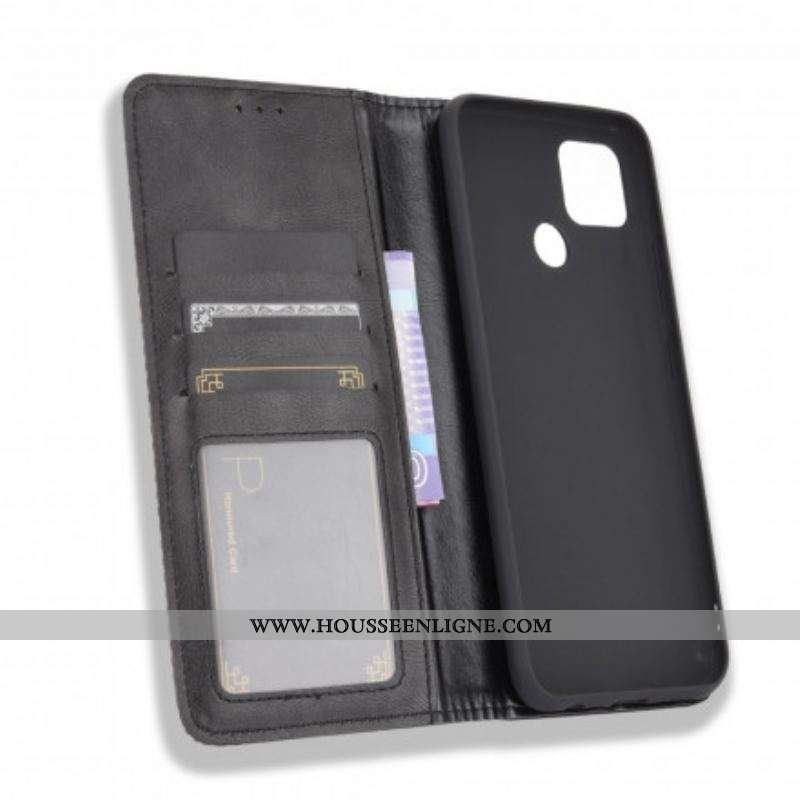 Flip Cover Oppo A15 Effet Cuir Vintage Stylisé