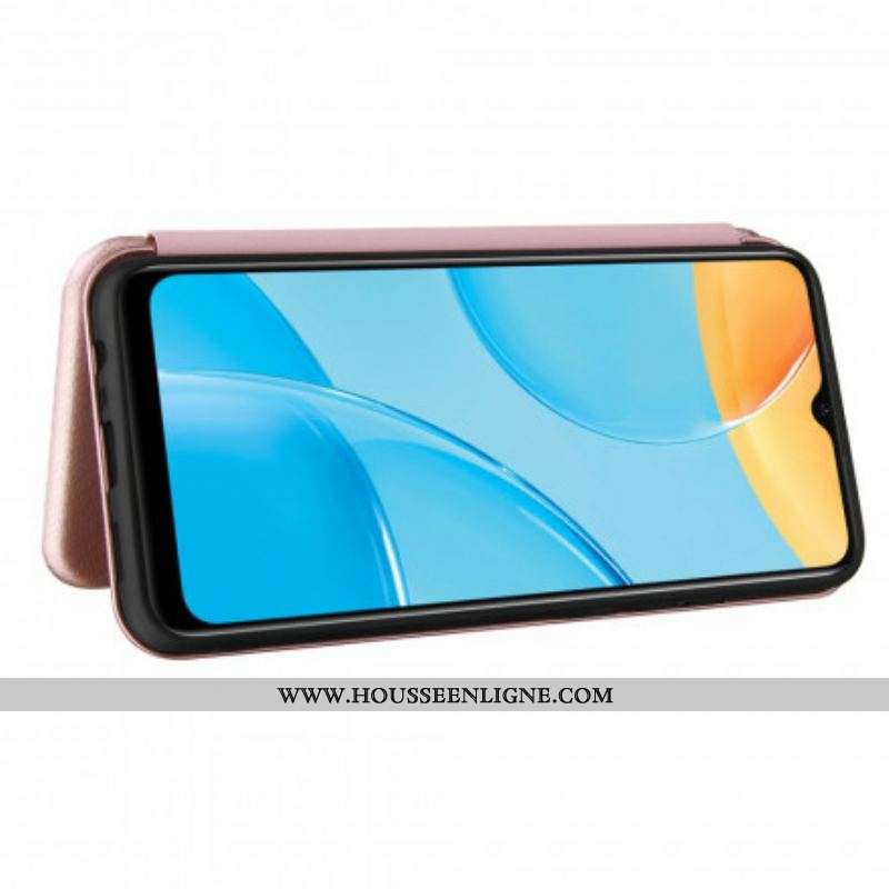 Flip Cover Oppo A15 Silicone Carbone Coloré