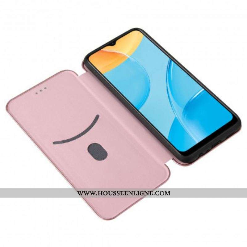Flip Cover Oppo A15 Silicone Carbone Coloré
