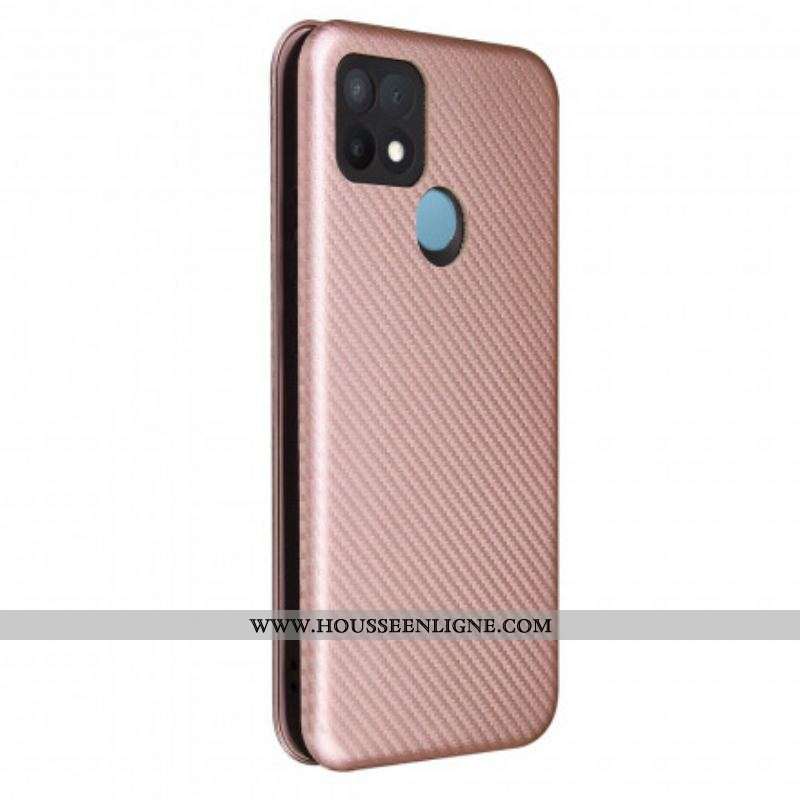 Flip Cover Oppo A15 Silicone Carbone Coloré