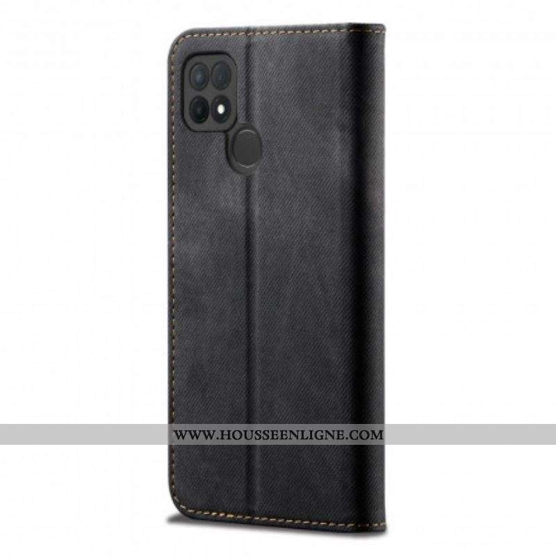 Flip Cover Oppo A15 Simili Cuir Texture Jeans