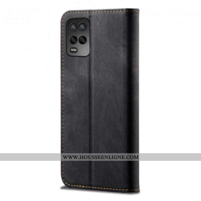 Flip Cover Oppo A54 5G / A74 5G Tissu Jeans