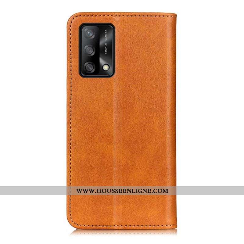 Flip Cover Oppo A74 4G Cuir Fendu Élégance