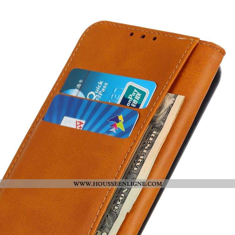 Flip Cover Oppo A74 4G Cuir Fendu Élégance