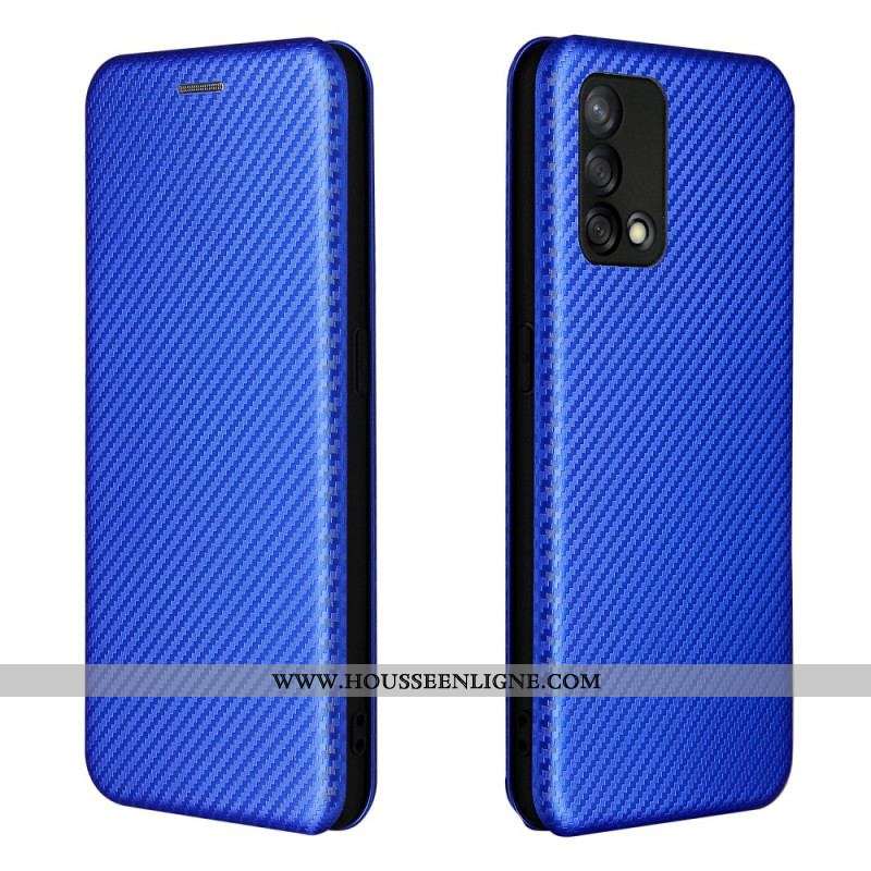 Flip Cover Oppo A74 4G Fibre Carbone