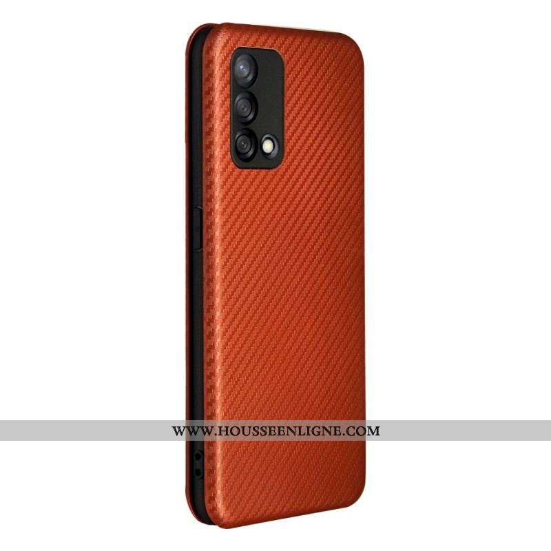 Flip Cover Oppo A74 4G Fibre Carbone