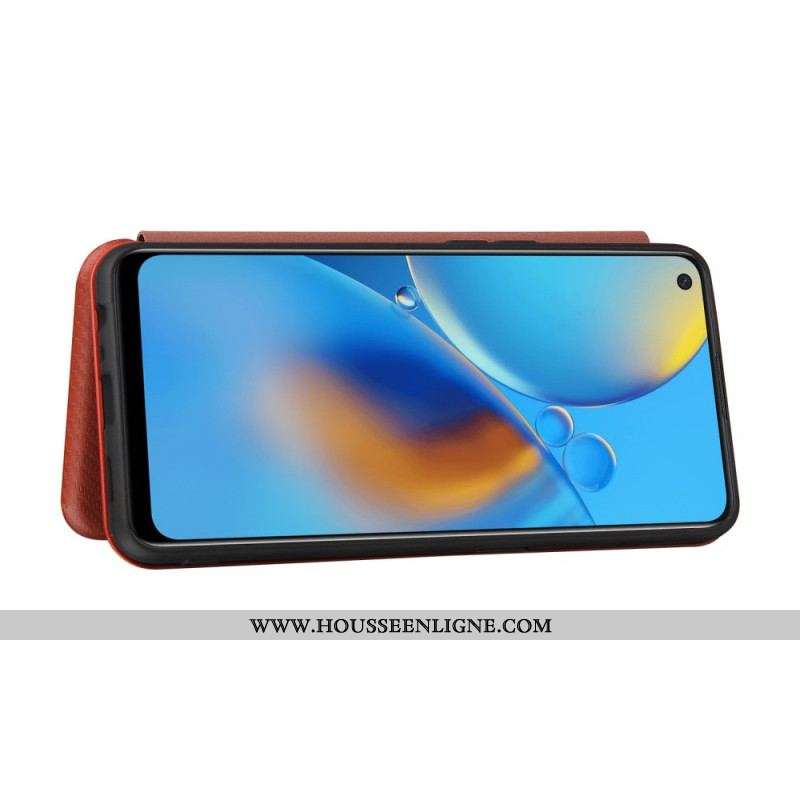 Flip Cover Oppo A74 4G Fibre Carbone