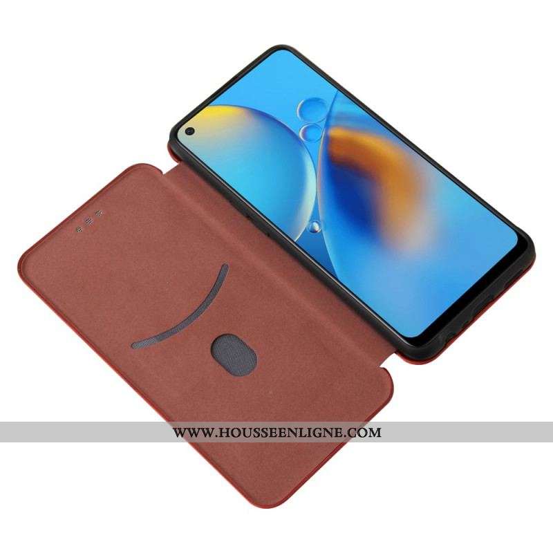 Flip Cover Oppo A74 4G Fibre Carbone