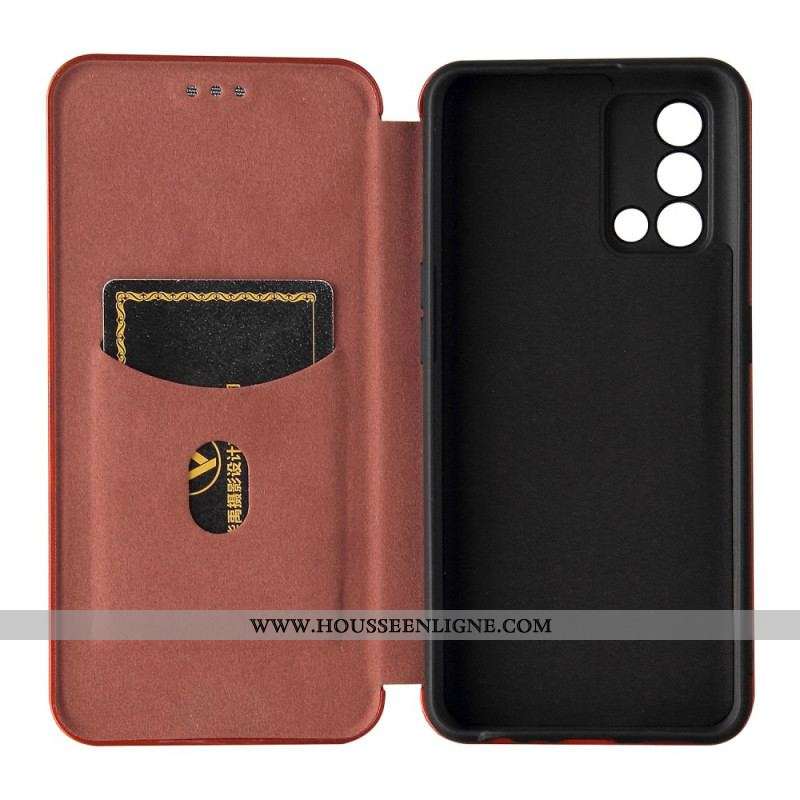 Flip Cover Oppo A74 4G Fibre Carbone