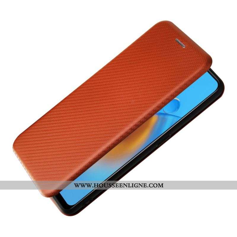 Flip Cover Oppo A74 4G Fibre Carbone