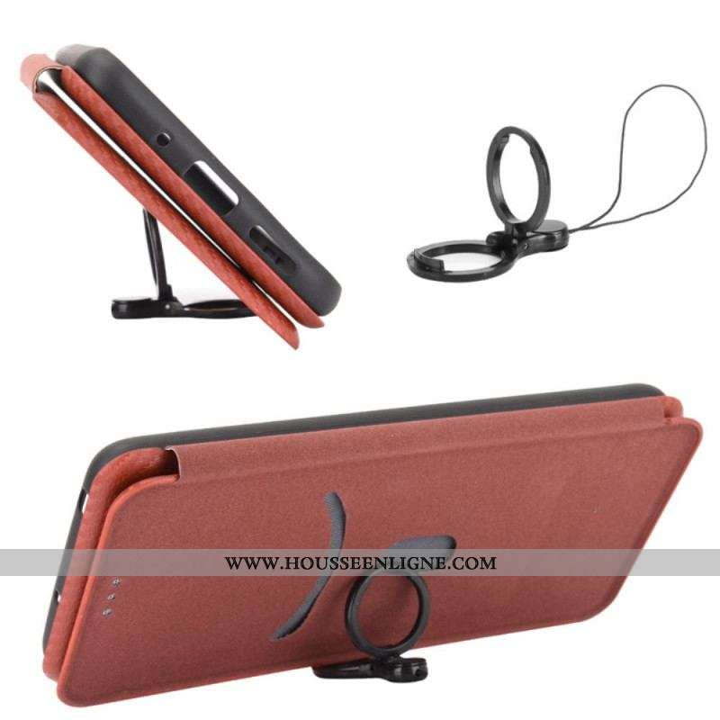 Flip Cover Oppo A74 4G Fibre Carbone