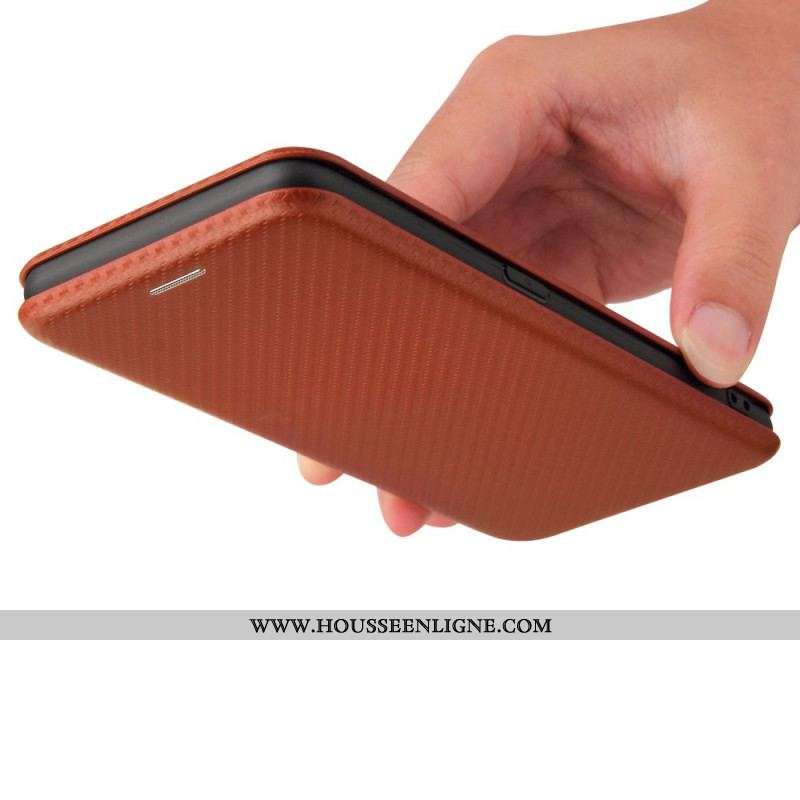 Flip Cover Oppo A74 4G Fibre Carbone