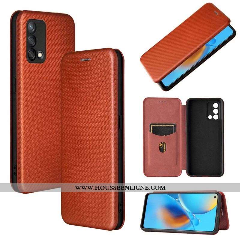 Flip Cover Oppo A74 4G Fibre Carbone