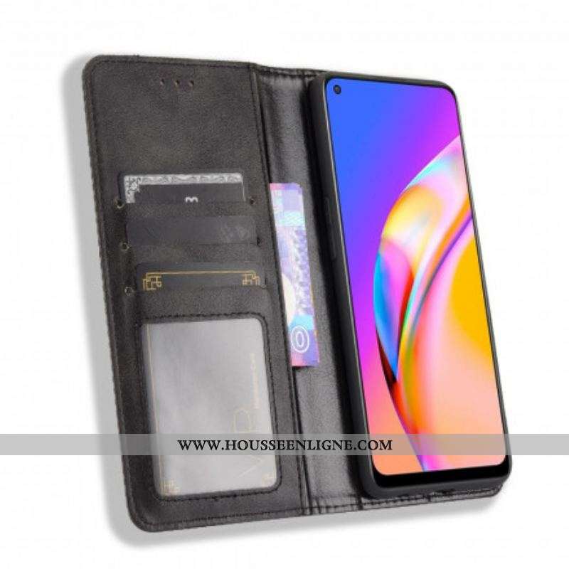 Flip Cover Oppo A94 5G Effet Cuir Vintage Stylisé
