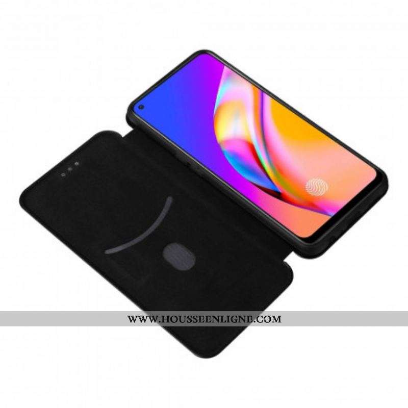 Flip Cover Oppo A94 5G Silicone Carbone Coloré