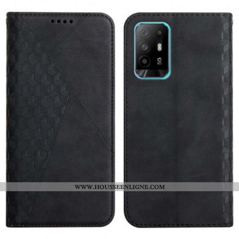 Flip Cover Oppo A94 5G Skin-Touch style Cubique