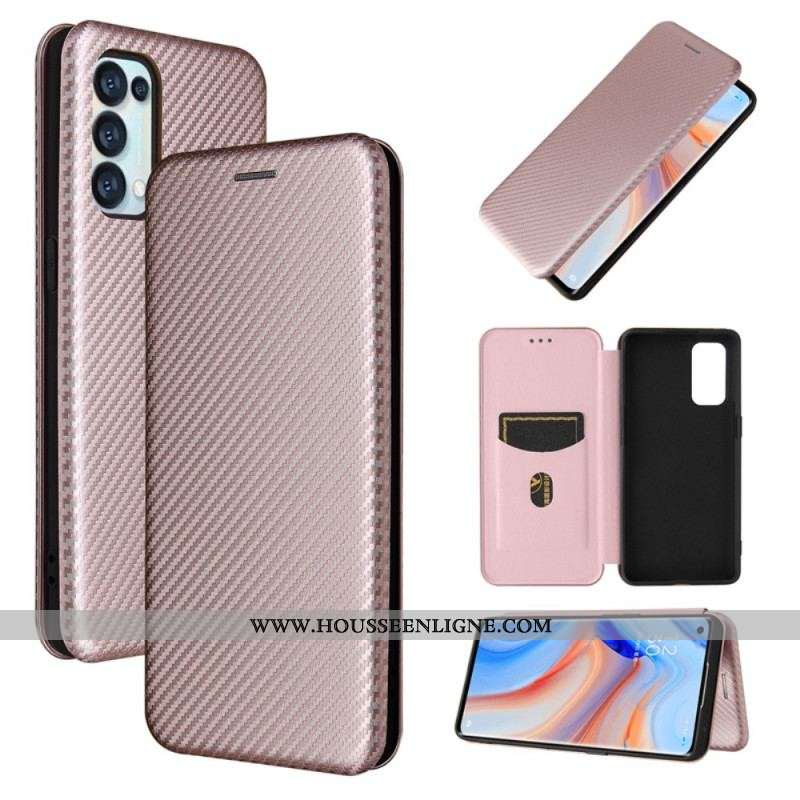 Flip Cover Oppo Find X3 Lite Silicone Carbone Coloré