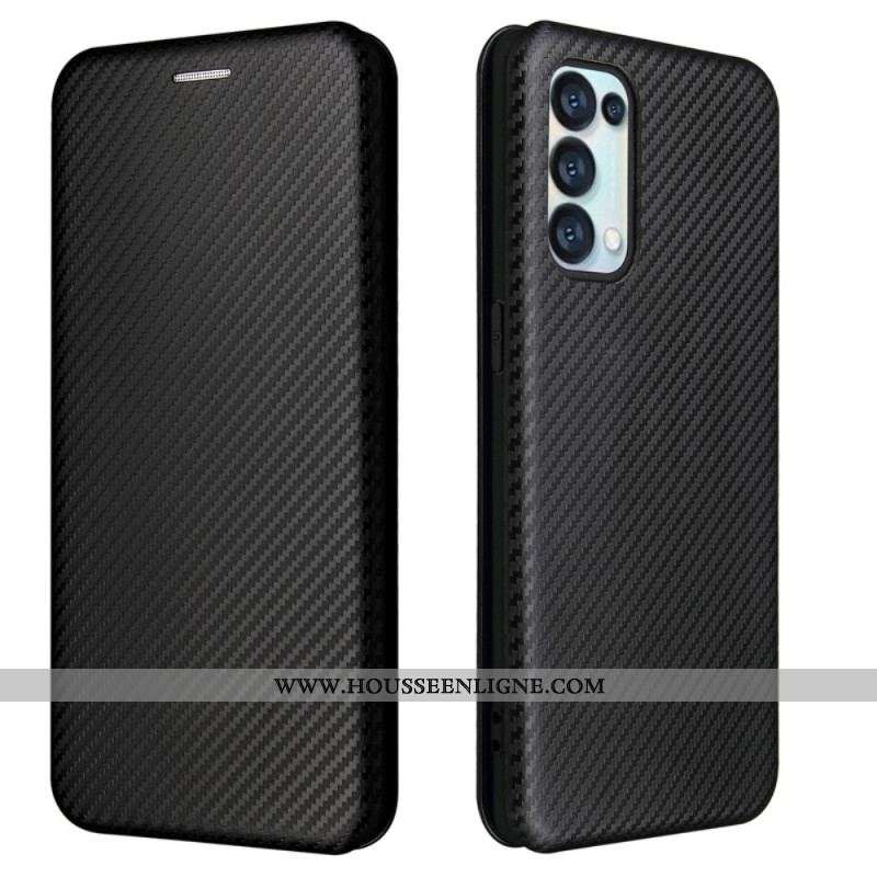Flip Cover Oppo Find X3 Lite Silicone Carbone Coloré