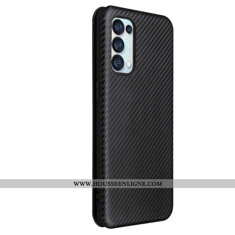 Flip Cover Oppo Find X3 Lite Silicone Carbone Coloré