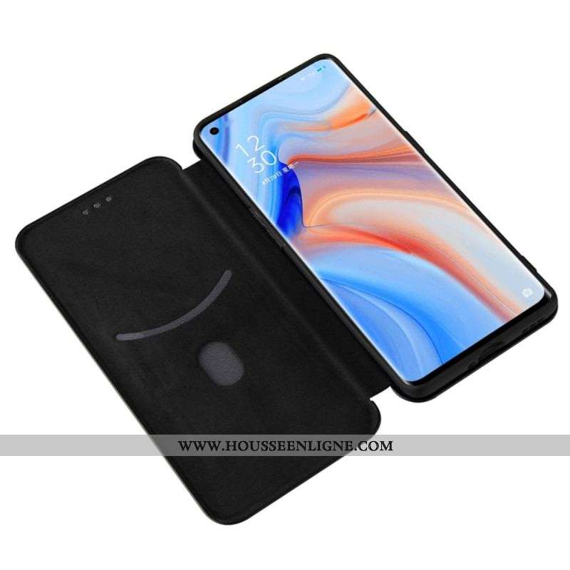 Flip Cover Oppo Find X3 Lite Silicone Carbone Coloré