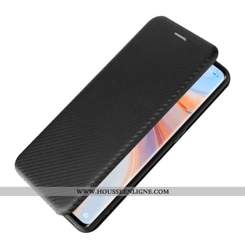 Flip Cover Oppo Find X3 Lite Silicone Carbone Coloré