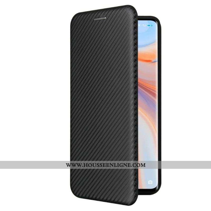 Flip Cover Oppo Find X3 Lite Silicone Carbone Coloré