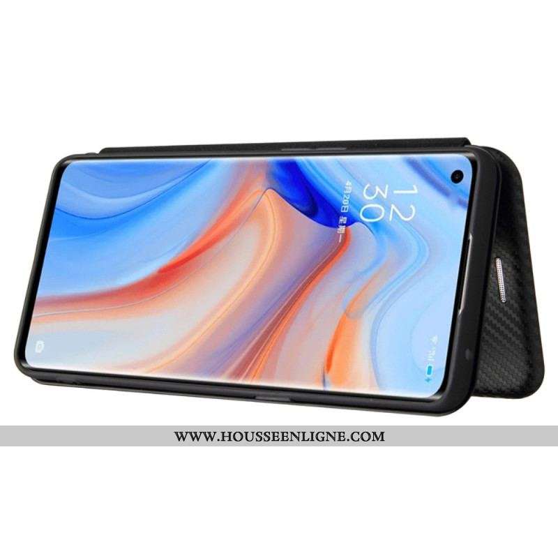 Flip Cover Oppo Find X3 Lite Silicone Carbone Coloré