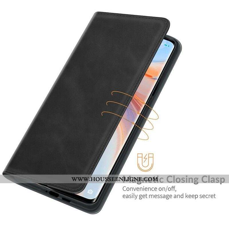 Flip Cover Oppo Find X3 Neo Effet Cuir Silky Touch