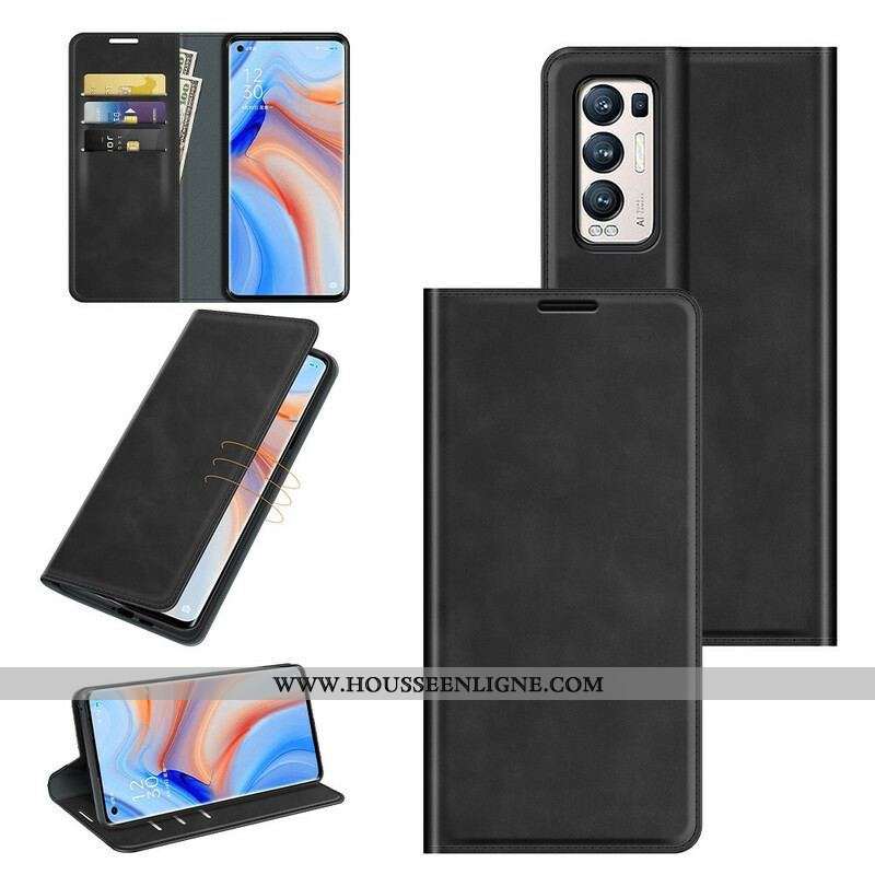 Flip Cover Oppo Find X3 Neo Effet Cuir Silky Touch